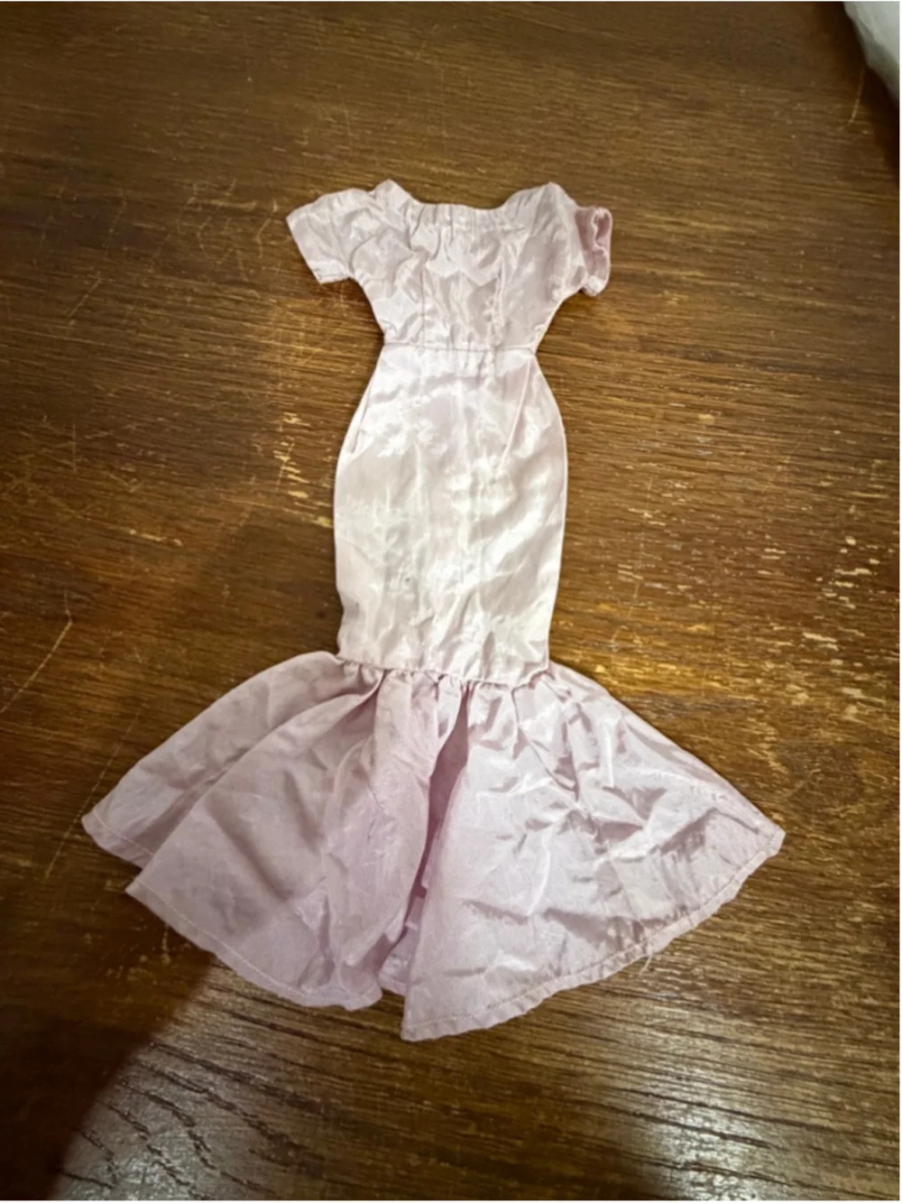Vintage Barbie Pink Mermaid Gown Dress Fishtail Satin Doll Clothes 1960s Style